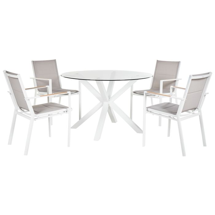 Garden Dining Set 4 Seater MALETTO/BUSSETO Metal White