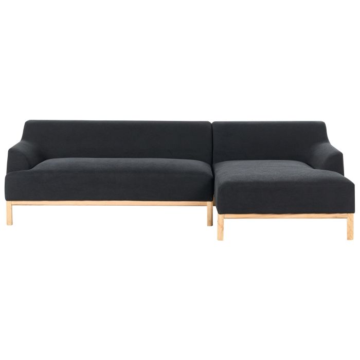Left Hand Fabric Corner Sofa Black SOSJO