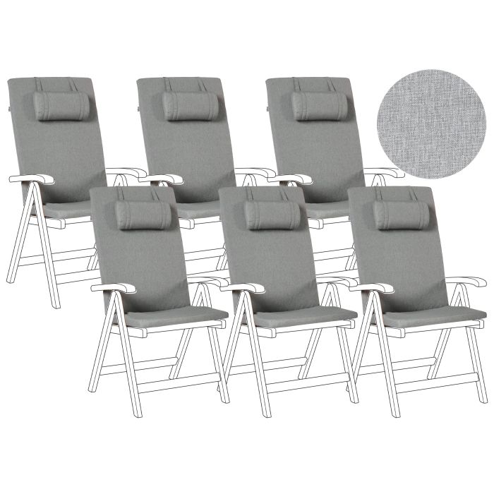 BREEZ Set of 6 Garden Back Seat Cushions - Grey Melange