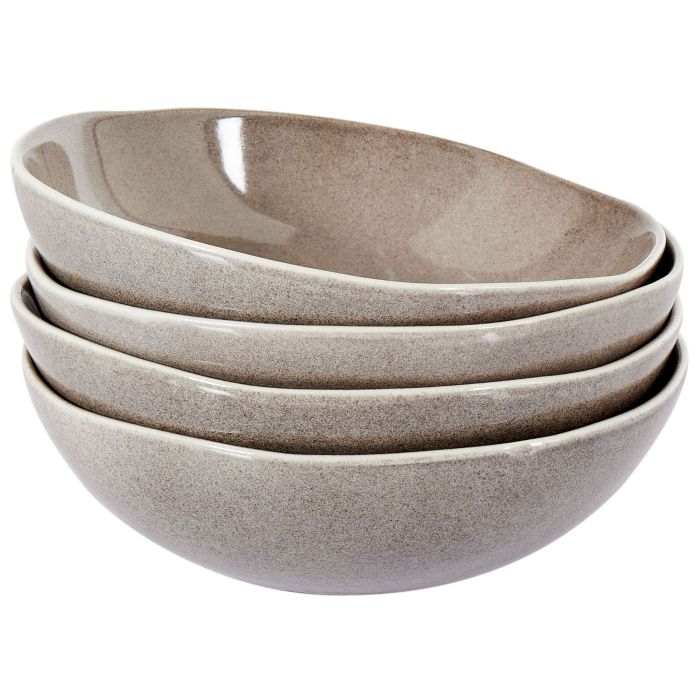 Set of 4 Deep Plates COSTMARY Stoneware Grey