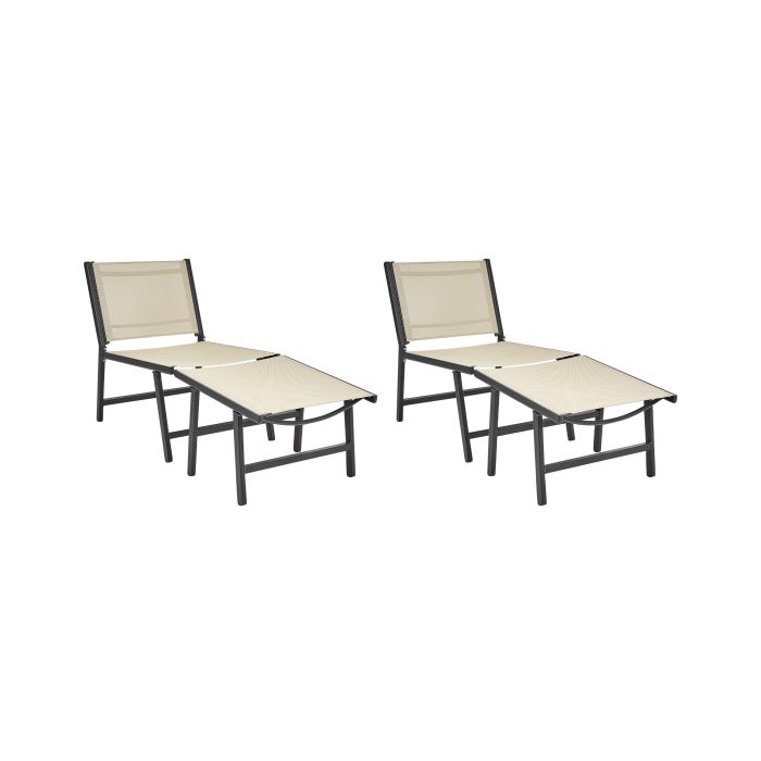 Set of 2 Garden Chairs MARCEDDI with Footstool Metal Beige