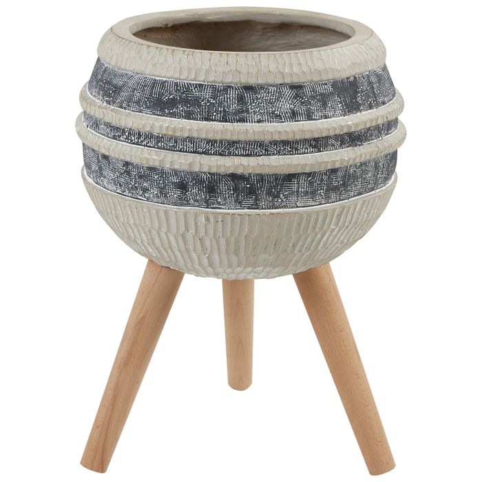 Elevated Plant Pot ATHYRIUM Ceramic 38 cm Beige