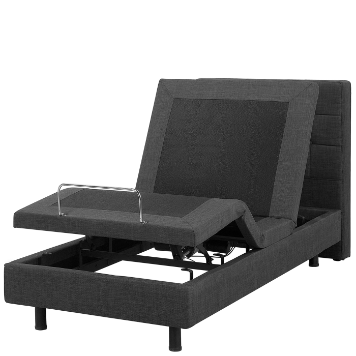 DEKU Single Fabric Adjustable Bed - Dark Grey