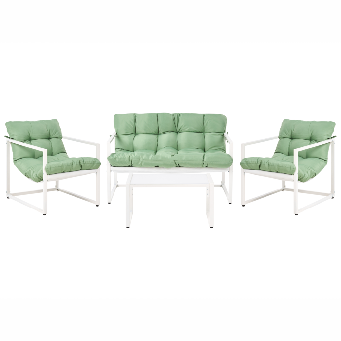 ZAVELLOR Metal Garden 4 Seater Lounge Set - Green