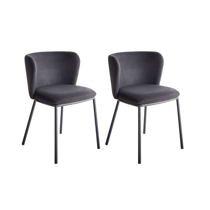 Set of 2 Dining Chairs MINA Fabric Black