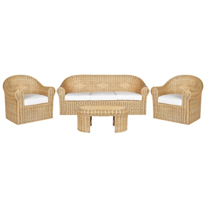 Garden Lounge Set with Table 5 Seater LIVADEIA Rattan Natural