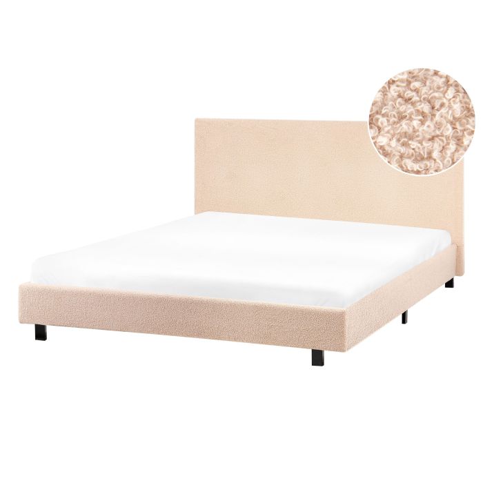 ALKEA Bedframe Boucle 140 x 200cm EU Double Bed Beige