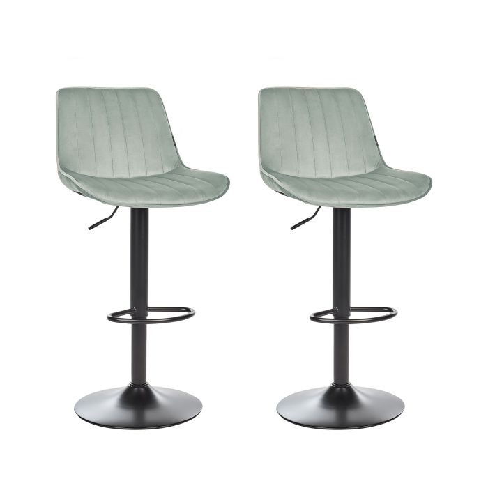 Set of 2 Bar Chairs DUBROVNIK Velvet Swivel Mint Green
