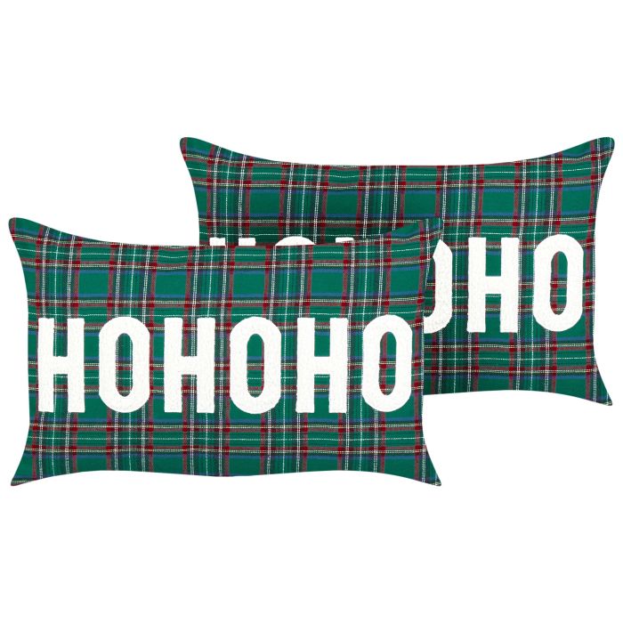 Set of 2 Decorative Cushions JOYCANDY 30 x 50 cm Green Christmas Pattern