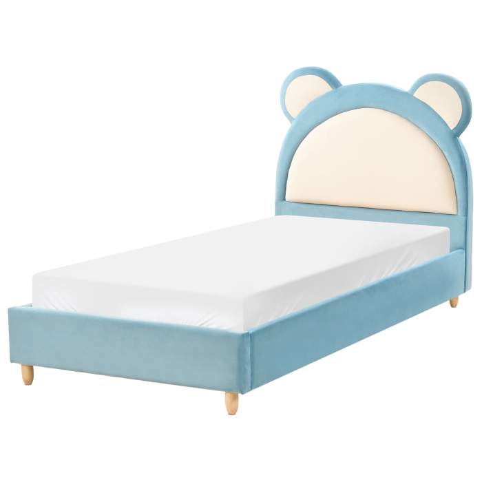 NUVRA Single Velvet Kids Bed - Blue