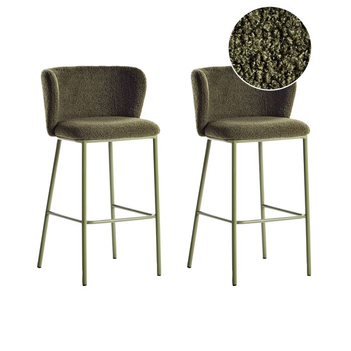 Set of 2 Bar Chairs MINA II Green