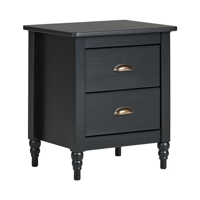 2 Drawer Bedside Table SHILLINGTON Pine Wood Black