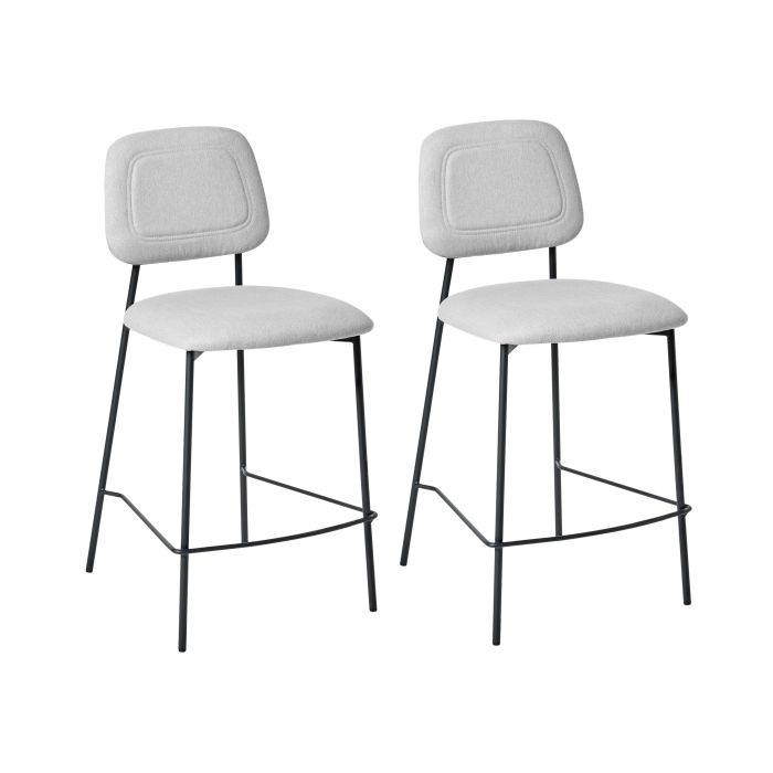 GILLINGMERE Faux Linen Bar Chairs Set of 2 - Light Grey