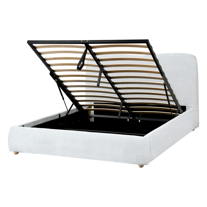BIGNAC Double Fabric Ottoman Storage Bedframe - Light Grey