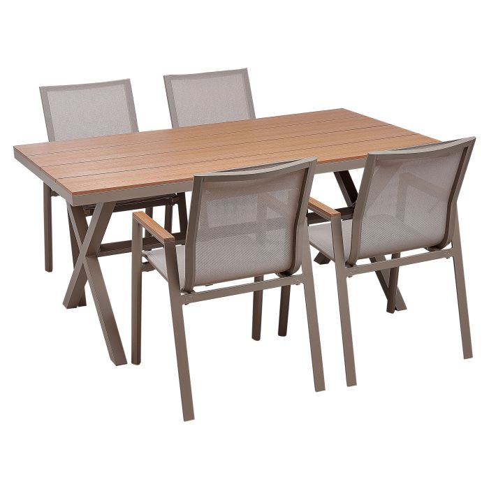 Garden Dining Set 4 Seater TIANO Metal Grey