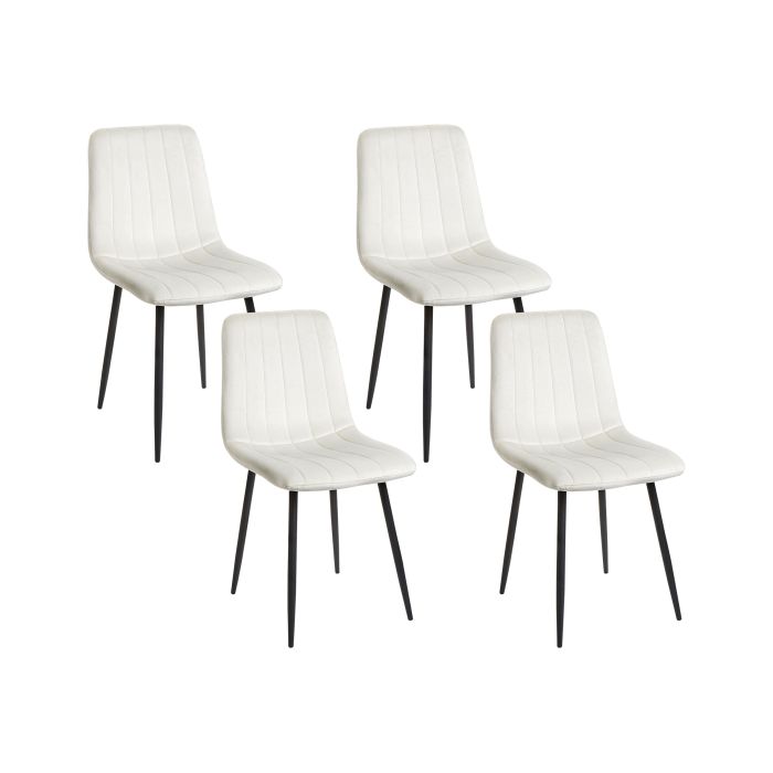 Set of 4 Dining Chairs KALISPELL Velvet Off-White