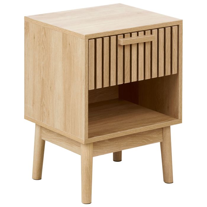 1 Drawer Bedside Table LYNWOOD Light Brown