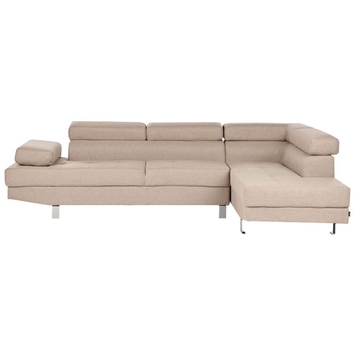 Left Hand Corner Fabric Sofa Beige NORREA II
