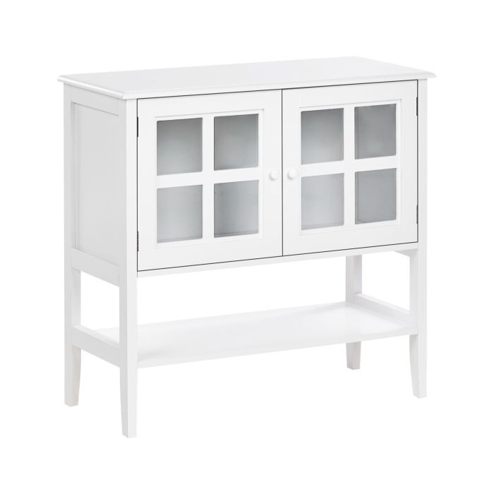 INLTE Glass Display Cabinet with Shelf Wood 80 cm White