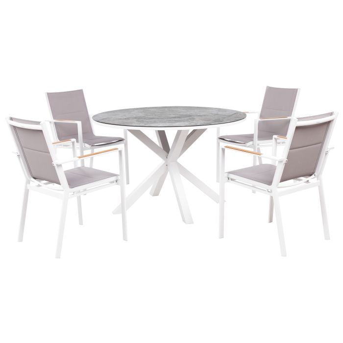 Garden Dining Set 4 Seater MALETTO/BUSSETO Metal Marble Effect Grey