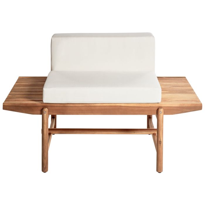 Garden Bench with Cushion GIAVENO 135 cm Acacia Wood Off-White