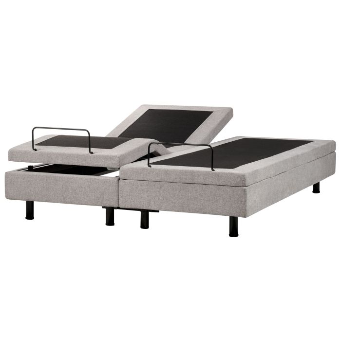 LUKE Adjustable Bedframe without Headboard Fabric 160 x 200cm EU Kingsize Bed Light Grey