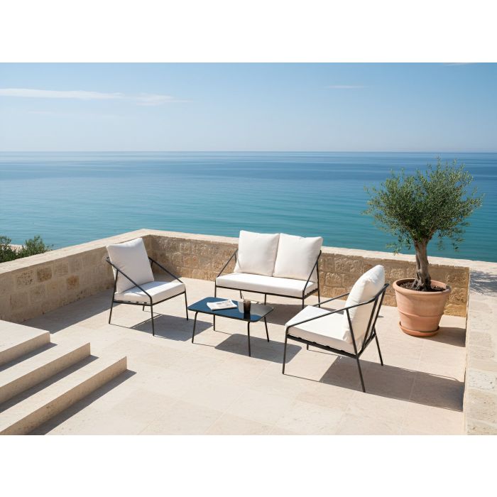 DEJARO Garden 4 Seater Table and Chair Set - Black
