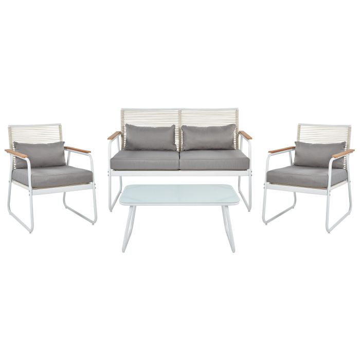 Garden Lounge Set with Table 4 Seater POMONTE Metal White