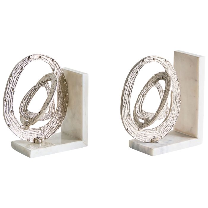 GAINSDEN Marble Bookends Set - Silver