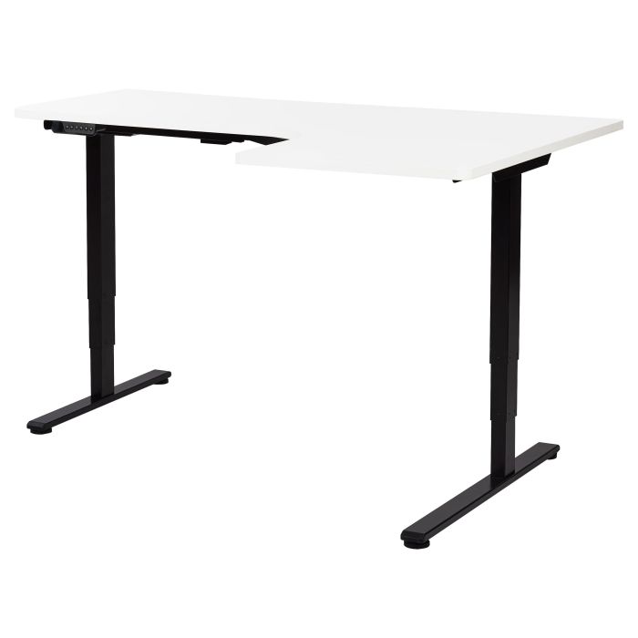 Electric Adjustable Right Corner Desk 160 x 59 cm Black and White DESTINES