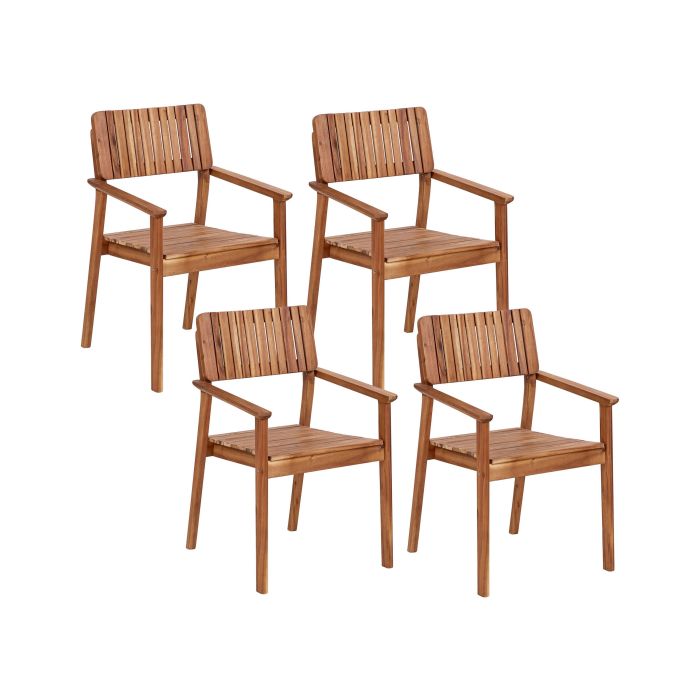 Set of 4 Garden Chairs AGELLO Acacia Wood Brown