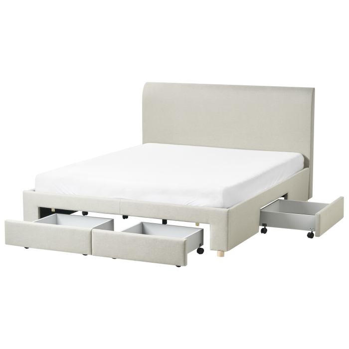 SOLYN Kingsize Fabric Bedframe with Storage Drawers - Beige
