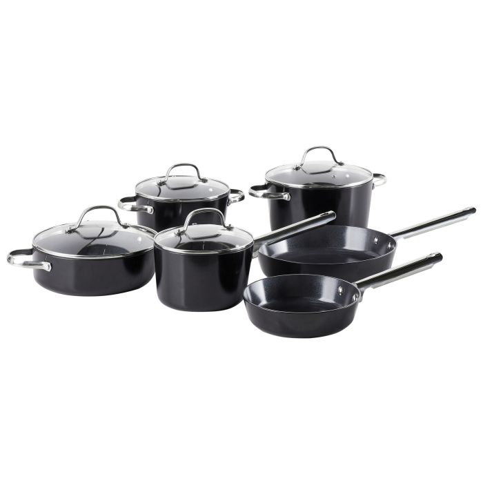 TLIEE PRO 10 Piece Pan Set Black