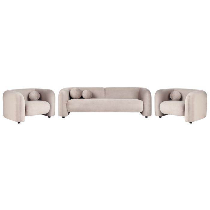 5 Seater Velvet Living Room Set Taupe LEIREN