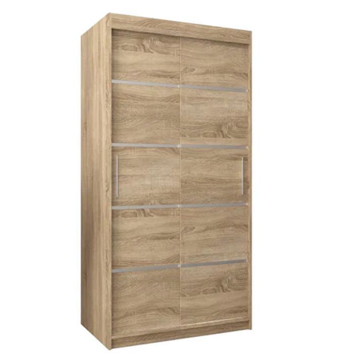 VICENZA 2 Door Sliding Wardrobe Light Oak - 100cm