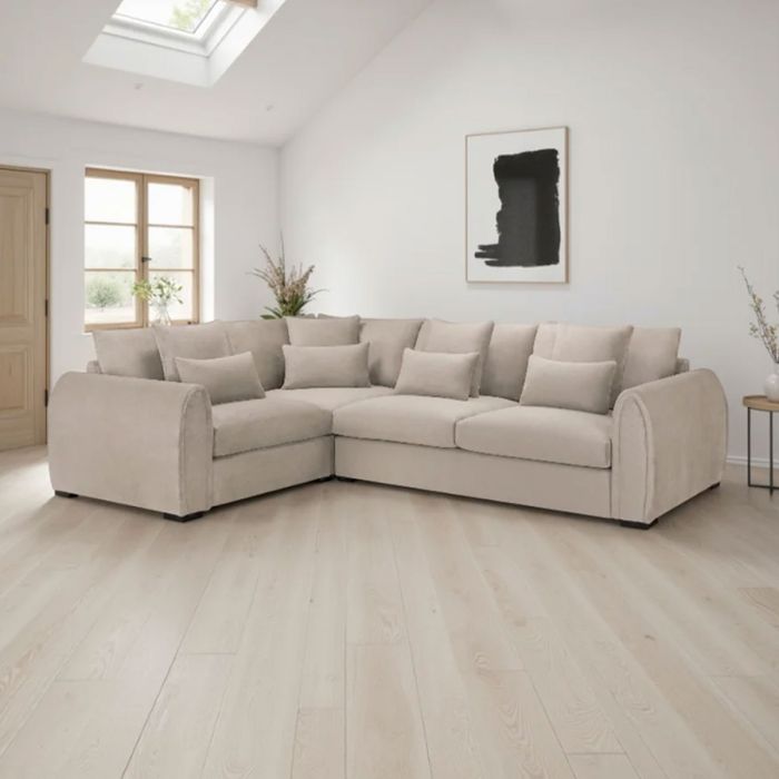 ANDREW Velvet Corner Sofa - L Shaped - Left Hand Facing - Mocha