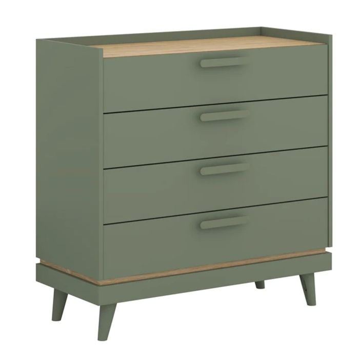 RAVEN Green Chest of Drawers - Medium-sized, 4 Drawers