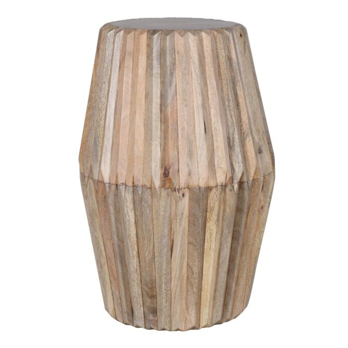 Denise Carved Mango Wood Side Table - Warm Colour