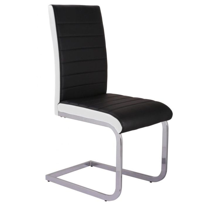 Daxson Set of 4 Chrome PU Dining Chairs - Black