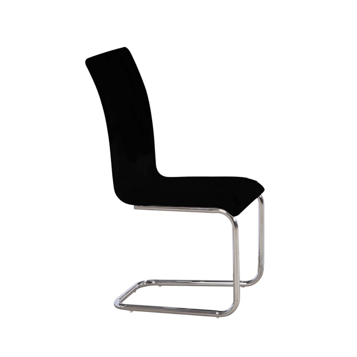 Stoke Leather Effect Chrome Dining Chairs Set of 2 - Black