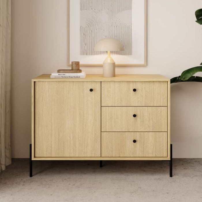 Raven Winx 3 Drawer Sideboard with 1 Doors - Scandi Oak