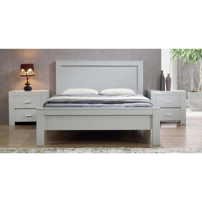 Dunstable Luxuries Style Solid Wood Frame King Size Bed - Grey Finish