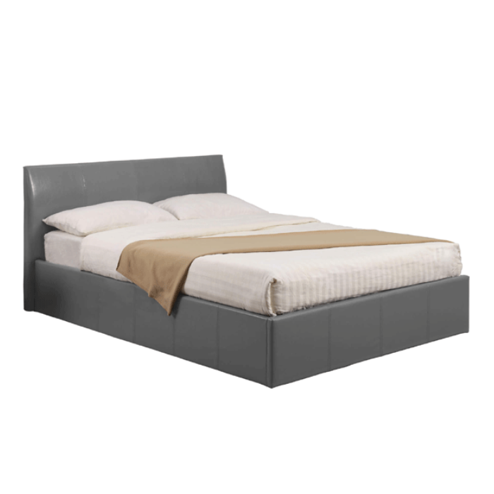 Purbeck Grey Faux Leather Storage Ottoman Bed with Gas Lift - Single