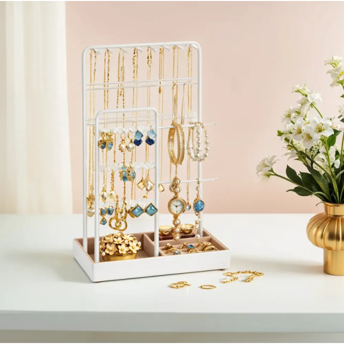 Jewellery Stand - VERRIA Display Holder Metal Frame - White