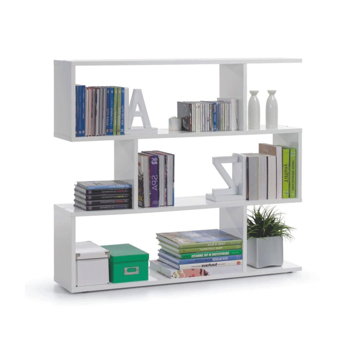 Saltash High Gloss White Wide 3-Shelf Bookcase