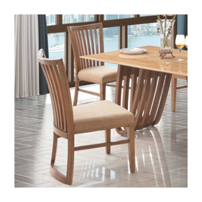 Axminster Set of 2 PU Dining Chairs with Wooden Legs - Natural