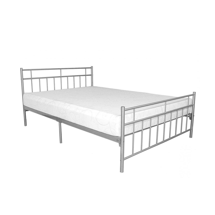 Melrose Metal Double Bed Frame with Reinforced Centre Legs - Silver