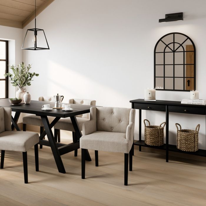SHEA Linen Dining Chair with Arms - Stone