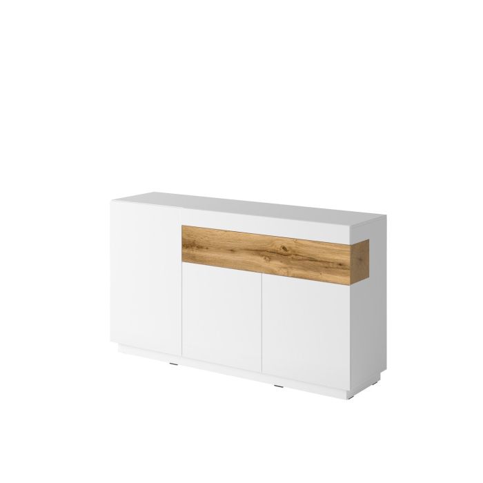 Salamandar 43 Sideboard Cabinet Wotan Oak Drawers - White Gloss