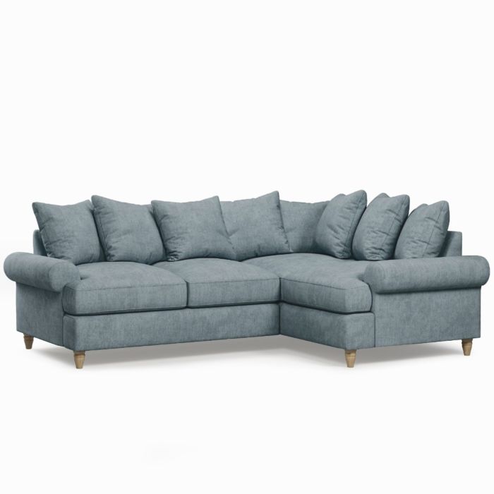 Corner Sofa - LUXE Fabric 3 Seater Left Hand Facing - Blue